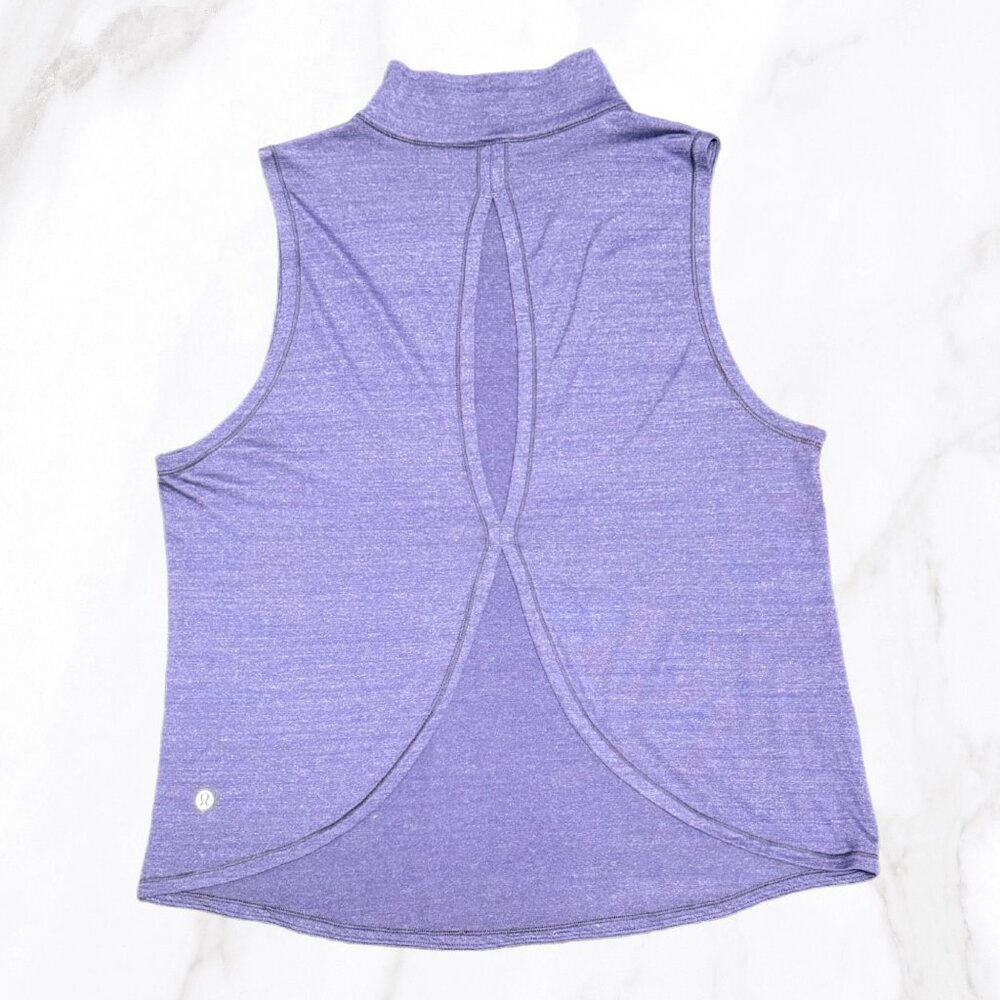 Lululemon‎ Women's Dusty Purple Twist & Reach Mock Neck Open Back Tank, Size 10 - Picture 2 of 7